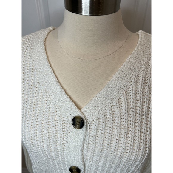 Moon & Madison Cardigan Size Medium Womens Long Sleeve Knit Button Front Ivory - Picture 2 of 9